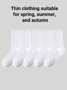 20/15/10/5/3/1 双加强型腰部吸湿排汗袜子，包含白袜、黑袜、过膝袜、长袜、女袜、长筒袜、柔软女袜、普通女长袜、日常中筒袜 - 白色 - 查看 8