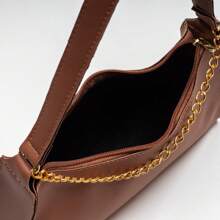 Kit 2 Bags (Black+Caramel) Women's Plain Baguettes Small Shoulder And Hand Chains - Lạc đà - Xem 8