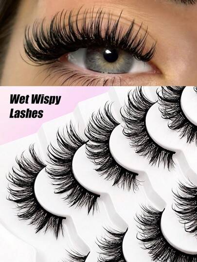 Asiteo 7对奢华浓密假睫毛 - 浓密蓬松，打造水润妆效，保湿舒适，可重复使用