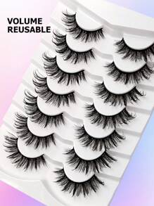 Asiteo 7对奢华浓密假睫毛 - 浓密蓬松，打造水润妆效，保湿舒适，可重复使用 - 尖尾漫畫款 - 查看 6