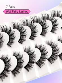 Asiteo 7对奢华浓密假睫毛 - 浓密蓬松，打造水润妆效，保湿舒适，可重复使用 - 尖尾漫畫款 - 查看 4