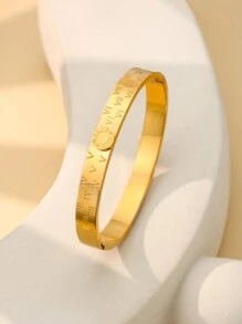 1 Piece 7mm Luxury Width Roman Digital Disc Bracelets Men Stainless Steel Drip Gum Bracelet For Women Party Gifts Wholesale