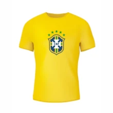 Basic Brazil Football Team Fan T-Shirt 100% Cotton Promotion - 黃色 - 查看 1