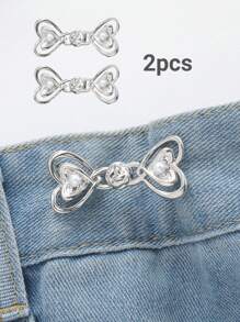 2 件心形可调节腰带扣，无缝可拆卸腰带夹，完美贴合腰带配件，可爱甜美风格，可拆卸无缝金属腰带扣夹，混色纽扣，适用于牛仔裤腰带配件 - 彩色 - 查看 14