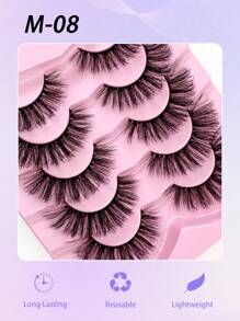 ENCHUW 5 对蓬松浓密长睫毛仿貂皮睫毛可重复使用睫毛化妆假睫毛 - 濃密款 - 查看 5