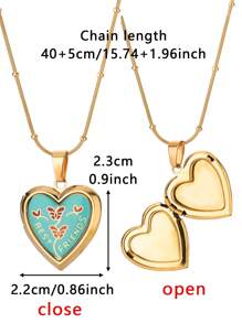 1 pièce Collier pendentif médaillon en forme de cœur personnalisé avec photo. Colliers personnalisés avec image de cœur. Chaîne ronde en acier inoxydable avec perles. Accessoires de bijoux personnalisés, idéaux pour cadeau pour maman, papa, amis, amoureux, famille