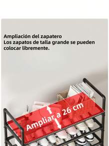 Zapatero metálico de varios niveles - Organizador que ahorra espacio para la entrada, porche, patio, dormitorio, salón - Duradero, fácil de montar, ajustable, diseño compacto para varios tipos de habitaciones, muebles de almacenamiento portátiles - Negro - Ver 4