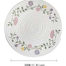 1 件花卉餐垫装饰编织涤纶纱圆形大号吸水杯垫耐热锅垫加厚防滑隔热餐垫适用于餐具餐桌花瓶烛台客厅厨房乔迁派对礼物家居装饰 - 花卉 - 查看 3