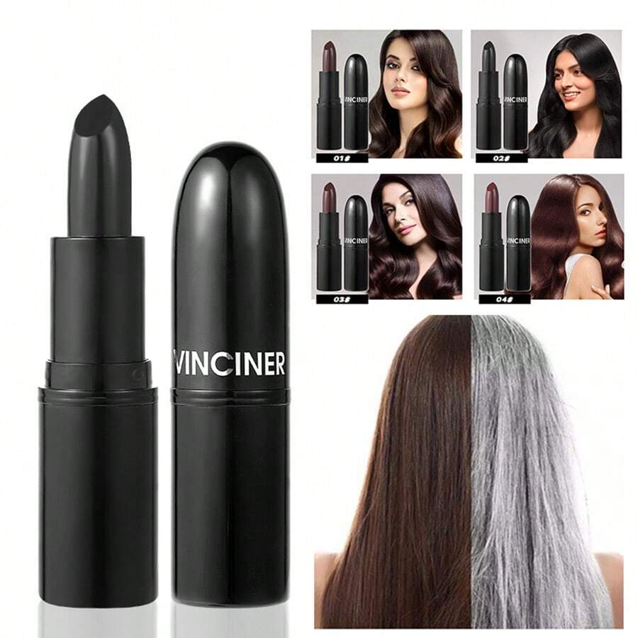 Bolígrafo de tinte para el cabello temporal, barra de color para el cabello para cubrir el cabello blanco y gris, barra de tinte de color para el cabello de larga duración - multicolor - Ver 1