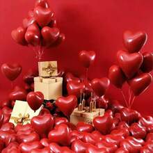 30 piezas de globos de látex en forma de corazón de color blanco o rojo, adecuados para decoración de fiestas con temática de San Valentín, boda, cumpleaños, aniversario, compromiso y otros eventos - Multicolor - Ver 8