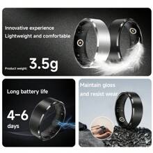 SIMSONLAB Anillo inteligente actualizado para hombres y mujeres, con funciones de registro de ejercicio, podómetro, monitoreo de calorías, rastreador de fitness con 24 modos deportivos, anillo inteligente de moda compatible con iOS/y Android - Plateado - Ver 4