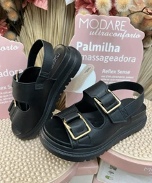 Modare Ultra Comfort Platform Sandal With Buckle Adjustment For Women's - Đen - Modare Fit - Xem 3