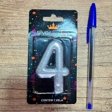 2 Number Birthday Candles Silver Glitter Shine - 40 años - Ver 4