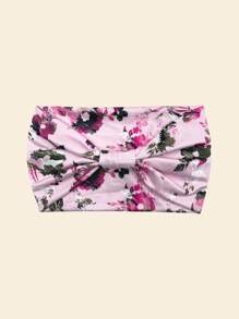 新款波西米亚风格玫瑰印花弹性头带，宽扭发带适合户外、运动、瑜伽、健身服、优雅街头派对，涤纶，四季头巾头带吸汗带