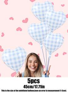 5/10 quả bóng bay lá kim hình trái tim kẻ sọc 18 inch, thích hợp cho trang trí tiệc cưới, sinh nhật, ngày lễ tình nhân - Nhiều màu - Xem 15