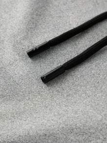 男士休闲直筒抽绳腰裤，纯亚麻灰色，宽松运动裤配白色腰带，时尚街头风格，适合所有季节，侧口袋