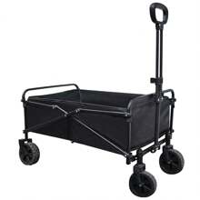 1pc, Collapsible Foldable Wagon Cart, 220lbs Heavy Duty Utility Garden Cart With All-Terrain Wheels For Beach, Lawn, Sports, Camping, Black Outdoor Decor