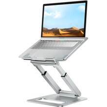 Laptop Stand For Desk Adjustable Height, Ergonomic Sit Stand Computer Stand For Good Posture, Aluminum Standing Laptop Riser For Protecting Spine Compatible With MacBook Pro, All Laptops 10-17"-Silver - Silver - View 1