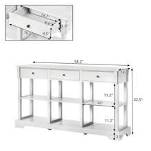 Console Sofa Table With Ample Storage, Retro Kitchen Buffet Cabinet Sideboard With Open Shelves And 3 Drawers, Accent Storage Cabinet For Entryway/Living Room Vintage White