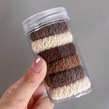 6 件装高弹力发圈，厚实舒适的马尾辫固定器，纯色，适合女士 - 彩色 - 查看 9