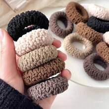 6 件装高弹力发圈，厚实舒适的马尾辫固定器，纯色，适合女士 - 彩色 - 查看 2