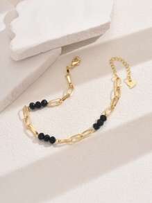 18k 镀金 1 件优雅复古风格多色串珠精致脚链，适合派对 - 彩色 - 查看 5