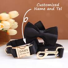 Set di 3 collari personalizzati per cani con nome,fiocco per collare e guinzaglio, collare per cani personalizzato - Verde - Visualizzare 2