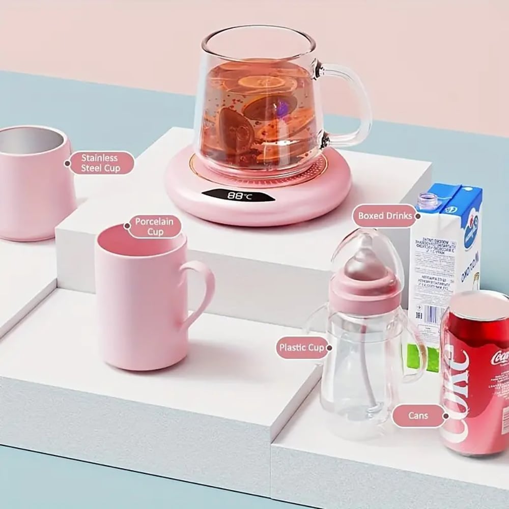USB 加热杯垫 恒温杯垫 加热器 办公室智能饮料加热器 适用于大多数杯子。户外露营野餐厨房等秋冬必备 3 档温度调节