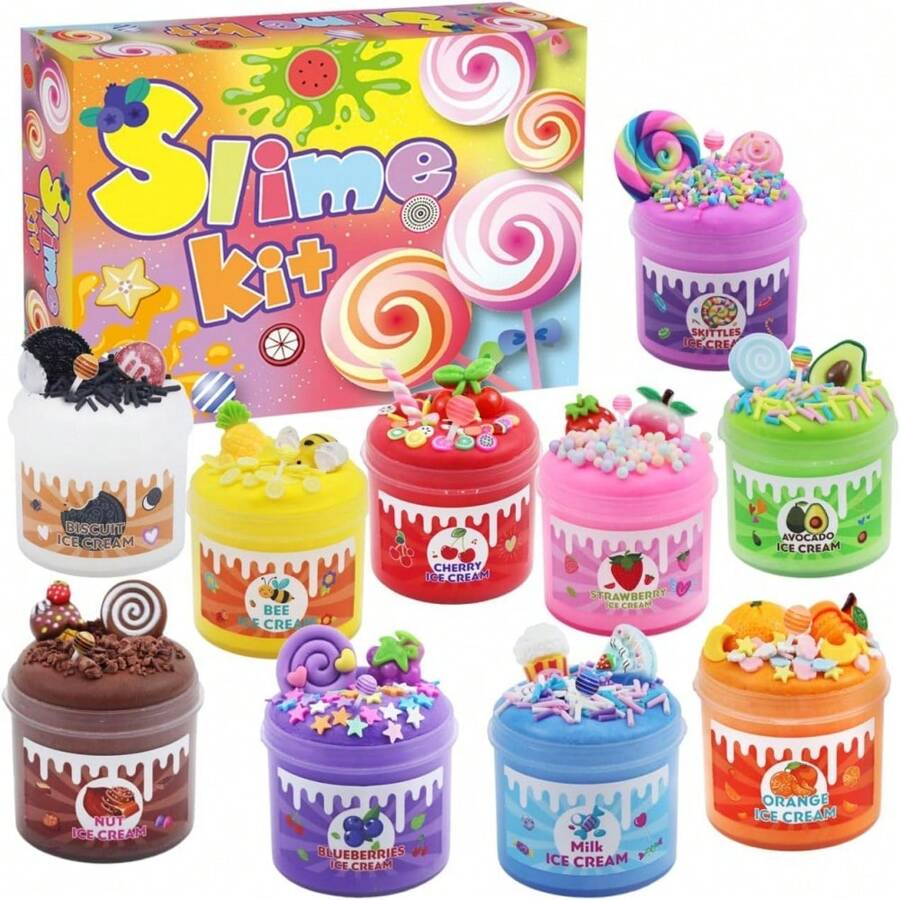 10 Pack Slime For Kids, Butter Slime Kit With Fruit Mold, Cloud Slime Kit, Slime Entertainment Party Favors Set - 彩色 - 查看 1