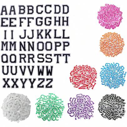 52 Pcs 3.8cm/1.5inch Letter Shaped Iron-On Patch For Clothes A-Z Alphabet Patches DIY Name Decorate Repair Patches