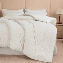 1pc Warm Solid Color Taffeta Plush Comforter, Modern Polyester Fiber Filled Quilted Duvet Insert, Suitable For Bedroom Home Use - Multicolor - View 4