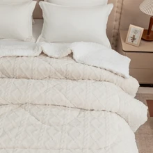 1pc Warm Solid Color Taffeta Plush Comforter, Modern Polyester Fiber Filled Quilted Duvet Insert, Suitable For Bedroom Home Use - Multicolor - View 11