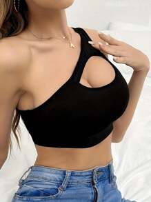 女士无缝镂空无钢圈运动胸罩，时尚纯色工字背心，休闲无袖，可拆卸垫，针织面料，95% 涤纶，透气跑步背心，宽松舒适 - 查看 5