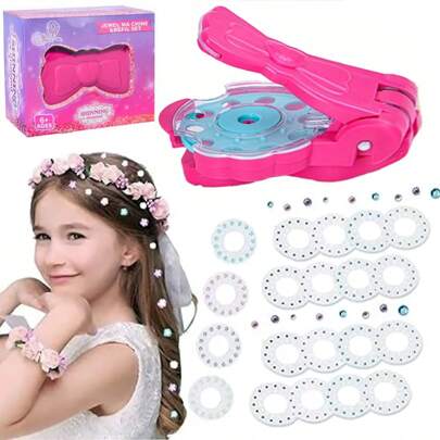 Hair Jewels Stamper DIY Set, Radiance Collection With Glam Styling Tool , Load Click Glitter Anything, Birthday Halloween Christmas Thanksgiving Day Toy Gift For Girls