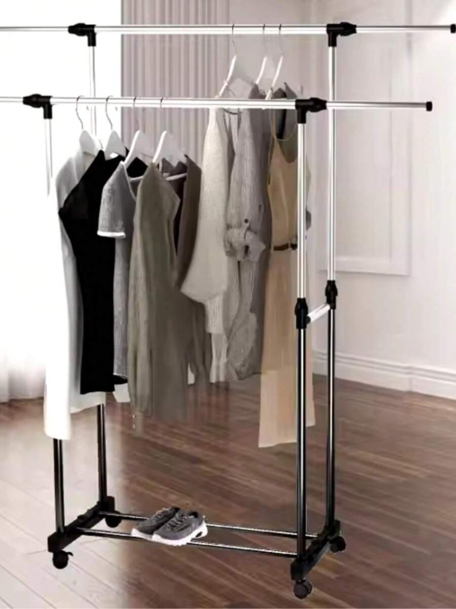 Christmas Clothes Hanger Shelf With Wheels Easy Assembly Clothes Rack Organizer Store Bedroom - Nhiều màu - Xem 1
