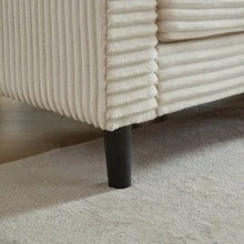 122.5-Inch Oversized U-Shaped Modular Sofa, Corduroy Fabric Sofa, Living Room Sectional Sofa With 2 Pillows, Two Ottoman, Plastic Leg, Black - Beige + Corduroy + Foam + 4 Seat - View 11