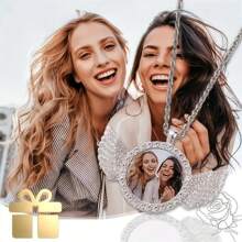 经典简约风格金色和银色定制水钻镶嵌天使之翼项链，独家照片，送给朋友、家人和爱人的个性化礼物 - 彩色 - 查看 2