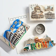 1 pieza Imán para frigorífico del Coliseo Romano, imán para frigorífico de la Torre Inclinada de Pisa, imán para frigorífico de un monumento emblemático de Roma, imán para frigorífico con estilo italiano, imanes decorativos y coloridos para el refrigerador, mejor decoración de cocina