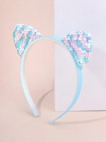 8 sztuk/1 szt. Nowe błyszczące cekiny Kocie uszy obręcz do włosów, słodka księżniczka opaska na głowę, festiwal/uroczystość/prezent urodzinowy, akcesoria do włosów - Wielokolorowe - Zobacz 6