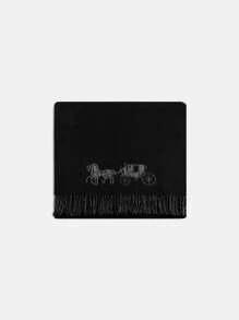 Coach Horse And Carriage Double Face Oversized Muffler Warm Wool Scarf Long Tassel Wool Scarf For Women Christmas Gift Xmas 4622