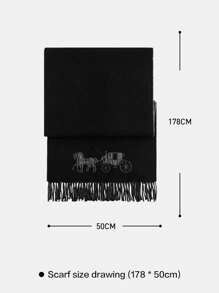 Coach Horse And Carriage Double Face Oversized Muffler Warm Wool Scarf Long Tassel Wool Scarf For Women Christmas Gift Xmas 4622