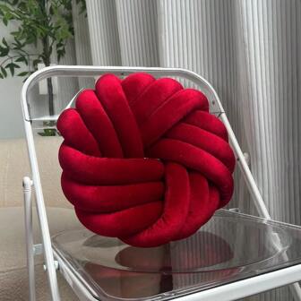 1 件渐变色柔软圆形装饰抱枕，金丝雀面料装饰房间，高档打结抱枕提升日常生活质感