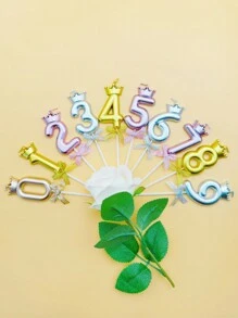 1 件金色和银色皇冠形数字生日蜡烛，可爱公主皇冠蜡烛，适用于新年派对庆祝彩色数字蜡烛、生日蜡烛、生日装饰、生日快乐、蛋糕蜡烛、房间装饰礼物毕业 - 彩色 - 查看 4