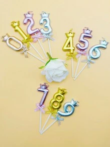1 件金色和银色皇冠形数字生日蜡烛，可爱公主皇冠蜡烛，适用于新年派对庆祝彩色数字蜡烛、生日蜡烛、生日装饰、生日快乐、蛋糕蜡烛、房间装饰礼物毕业 - 彩色 - 查看 7