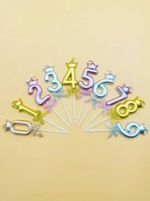 1 件金色和银色皇冠形数字生日蜡烛，可爱公主皇冠蜡烛，适用于新年派对庆祝彩色数字蜡烛、生日蜡烛、生日装饰、生日快乐、蛋糕蜡烛、房间装饰礼物毕业 - 彩色 - 查看 3