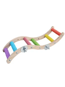 Parrot Playtime Essential Wooden Climbing Ladder With Swing - Ideal For Birds & Chickens, Promotes Exercise And Mental Stimulation - Multicolor - View 7
