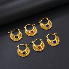 1 Pair 2.2cm Stud Earrings Women Girls Eritrean Jewelry African With Rhinestone Saudi Arabia Arab Christmas - Multicolor - View 1