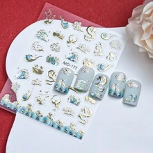 全新5D凸起草莓和兔子設計指甲貼紙，可愛卡通兔子圖案指甲貼紙，DIY指甲貼紙，適用於女孩 - 彩色 - 查看 14