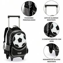 School Backpack Kit With Wheels For Boys And Girls Football - 黑色 - 查看 4
