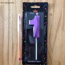 2 Purple Number Birthday Candles Design Various Ages - 10年 - 查看 4